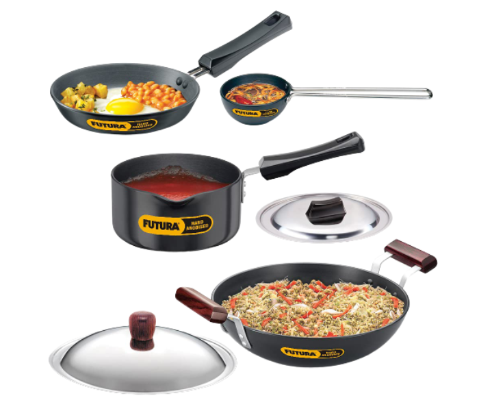 Hawkins Futura LS8 Set 7 Hard Anodised Cookware Set - Black - Zoom Image 1