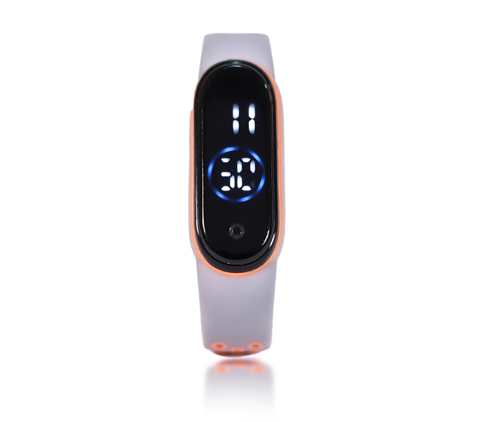 Jongo Perfect OK Dot Strap Band LED Watch - Grey and Orange - Zoom Image 2