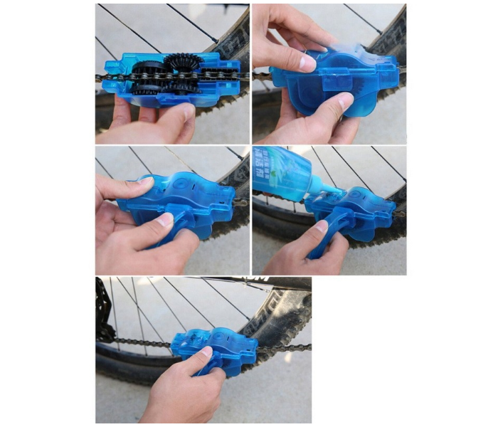 4Pcs Chain Cleaning Tool Set for Mountain Bike and Road Bike - Blue  - Zoom Image 2