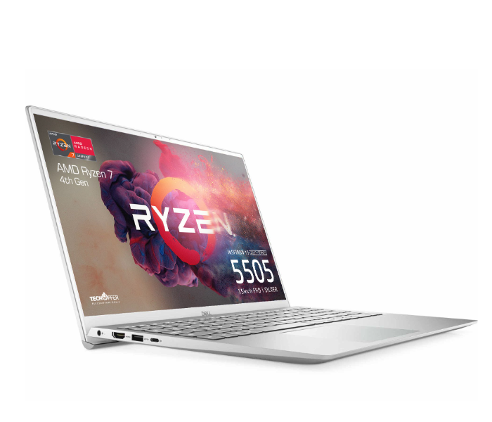 Dell Inspiron 5505 15.6 Inch AMD Ryzen7 8GB RAM 256GB SSD AMD Radeon Graphics FP Reader Windows 10 - Silver - Zoom Image 4