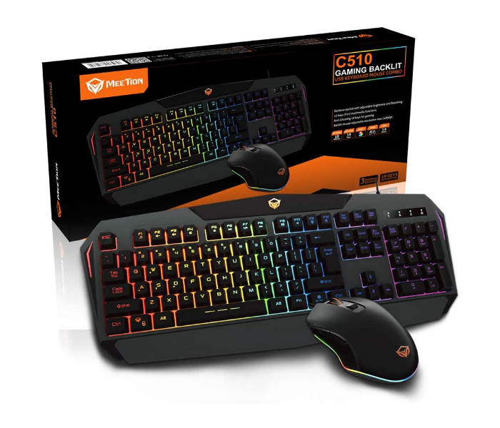 Meetion C510 Gaming Backlit USB Keyboard And Mouse Combo - Black - Zoom Image 3