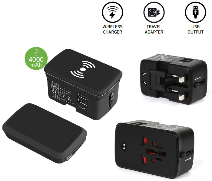 Generic 15G-2 Travel Adapter With Detachable Power Bank And Wireless Charging Modules - Black - Zoom Image 2