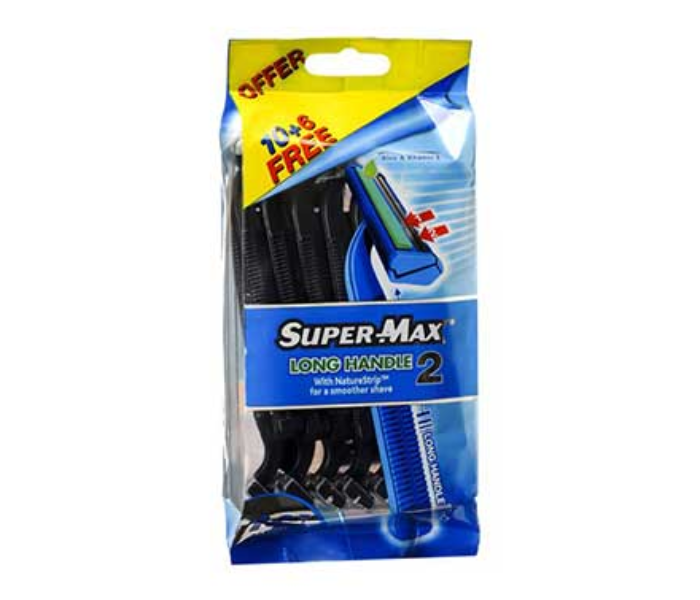 Supermax Pack of 10 + 6 Twin Blade Long Handle Diposable Razor - Zoom Image