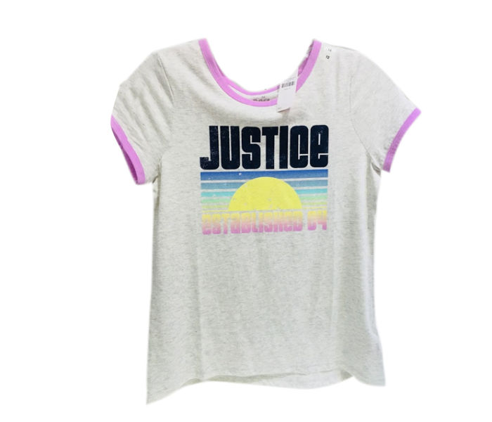 Justice Printed T-Shirt for 7 Year Kids - White - Zoom Image