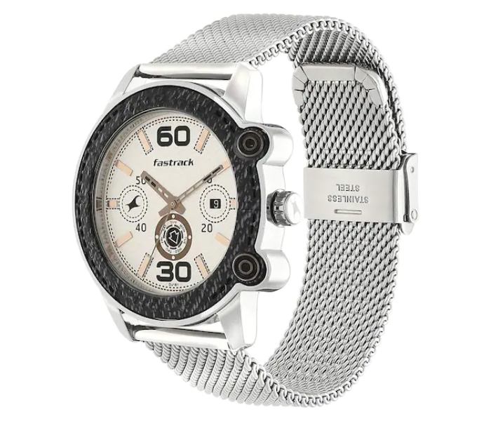 Fastrack 3188KM02 Beige Dial Silver Stainless Steel Strap Watch - Silver - Zoom Image 2