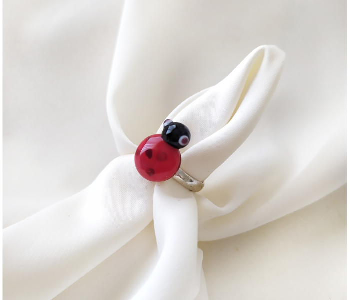 Turkish Artisan DTGART032 Glass Art Ring of Ladybird - Zoom Image 2