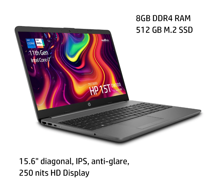 HP Notebook 15T-DW300 15.6inch HD Intel Core i5-1135G7 8GB RAM 256GB SSD Windows 10 - Grey - Zoom Image 3