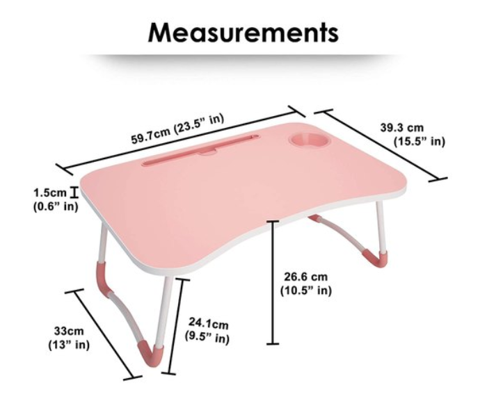 Foldable Portable Multifunction Laptop Table Lapdesk with Tablet Slot and Cup Holder Bed Study - Pink - Zoom Image 3