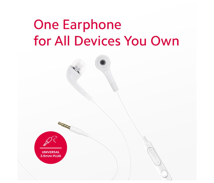 Easez Hf108 Wired Earphone With Universal 3.5mm Plug, Mic And Volume Control - White - Zoom Image 2