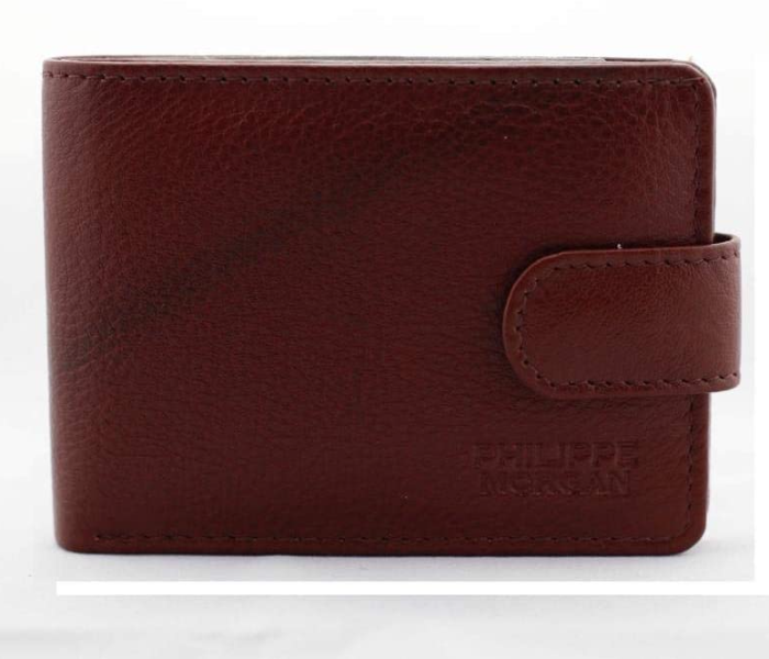 Philippe Morgan PM071 Bi fold Pure Leather Wallet For Men - Brown - Zoom Image 2