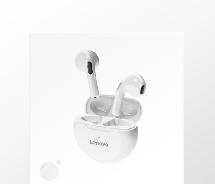 Lenovo HT38-WH Lenovo Bluetooth 5.0 Hands-Free True Wireless Stereo Half In-Ear Earphones with Deep Bass, Intelligent Noise reduction and Touch Control for Calling and Listening Music - White - Zoom Image 6