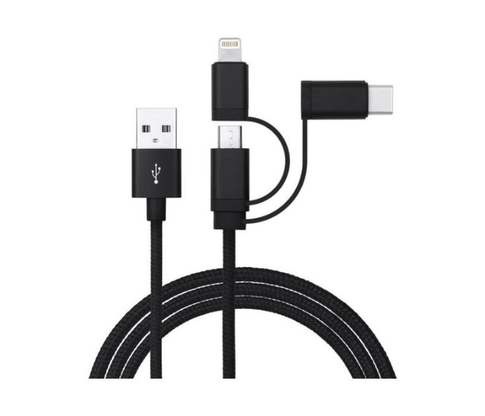 Smart IC05 3 in 1  Fast Charging and Sync Cable - Black - Zoom Image 1