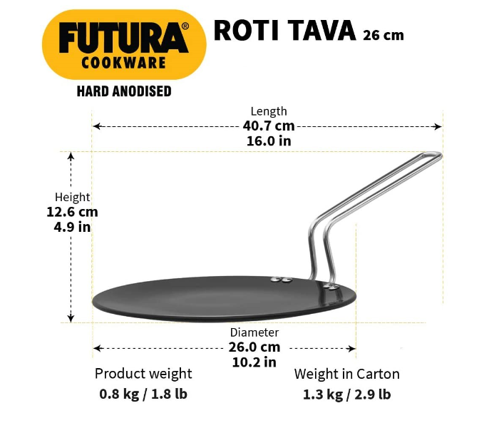 Hawkins Futura HW8001000  26cm Hard Anodised Roti Tava - Black - Zoom Image 2