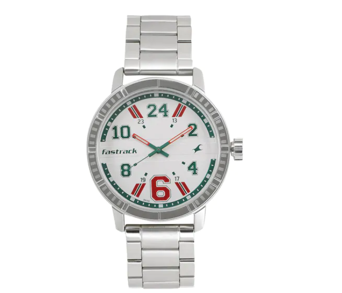 Fastrack 3178SM02 Varsity White Dial Stainless Steel Strap Watch - Silver - Zoom Image 1