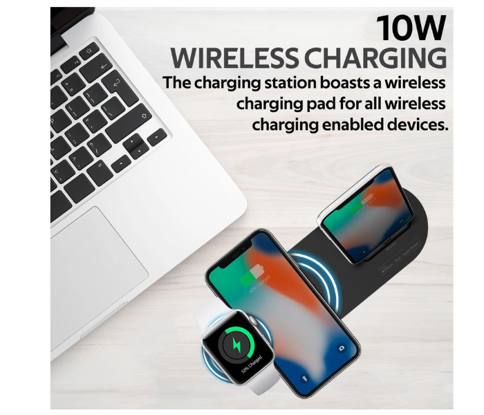 Promate POWERSTATE MFI Wireless Charging Station for Apple Watch and Iphone with Lightning Connector and USB-A Port - Grey - Zoom Image 3