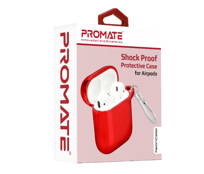 Promate NEONCASE Impact Resitant Hard-Cover Case for Airpods with Wireless Charging - Maroon - Zoom Image 4