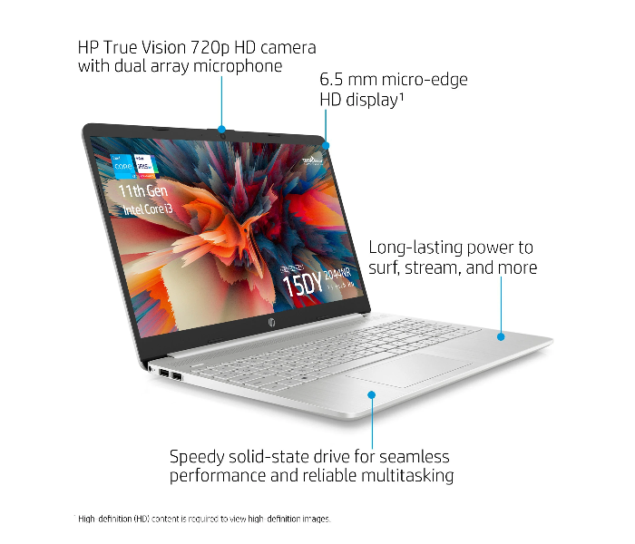 HP 15-DY2044NR 15.6 inch Intel Core i3-1115G4 8GB RAM 256GB SSD Intel UHD Graphics Window 10 Home Touchscreen Laptop - Natural Silver - Zoom Image 4