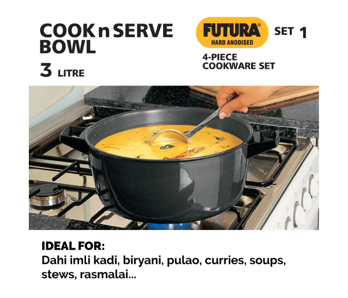 Hawkins Futura HW8001700 Hard Anodised Cookware Set - Black - Zoom Image 5