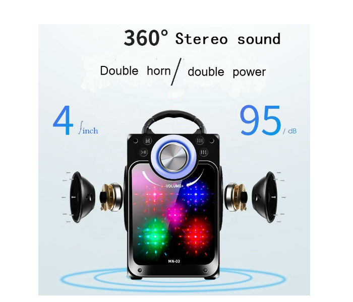 Audio Double Bass Portable Karaoke Outdoor Subwoofer Support Usb/tf/fm Radio/microphone Blue-tooth Speaker - Zoom Image 3