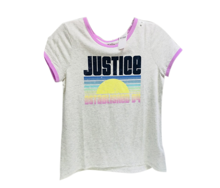 Justice Printed T-Shirt for 13 Year Kids - White - Zoom Image