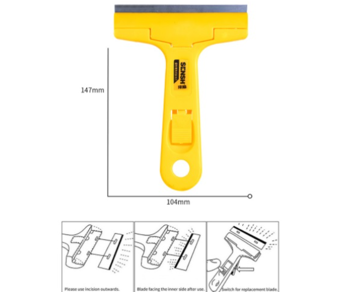 Sensh SH-11324 Cleaning Shovel Portable Knife Glass Floor Tiles Scraper Remover Blade Hand - Yellow - Zoom Image 2