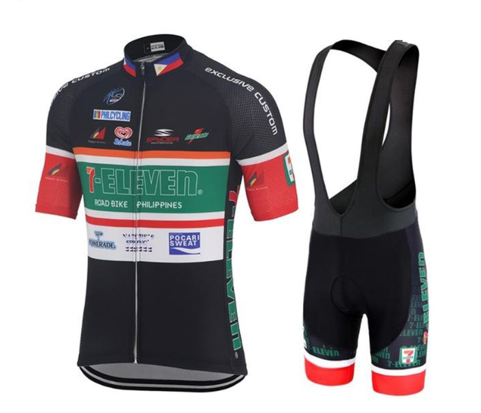 Mens Cycling Medium Jersey Set Full Zip Coolmax Polyester 9D Pad 711 Design - Black and Green - Zoom Image 4