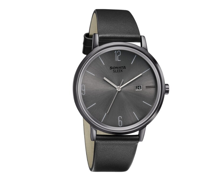 Sonata 7131NL03 Sleek Grey Dial Leather Watch for Men - Zoom Image 1