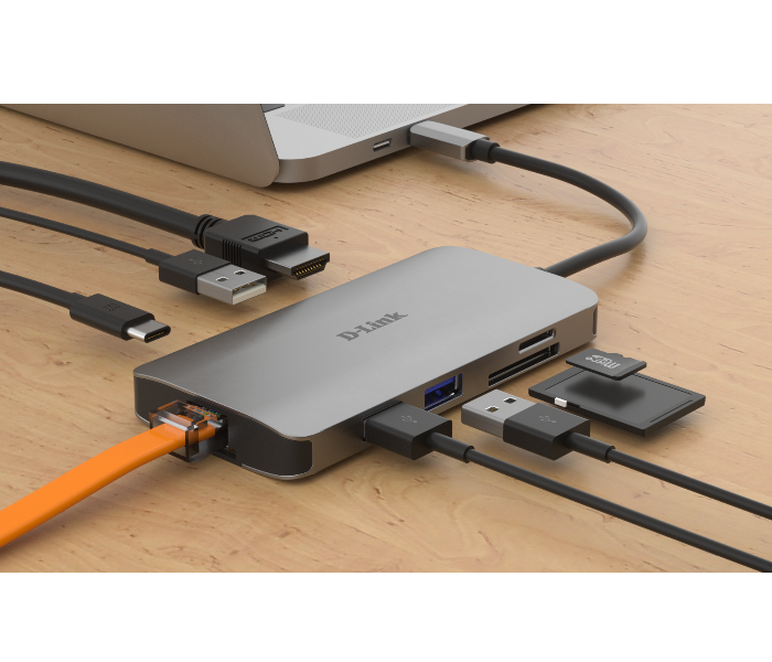 D-Link DL-HUB-USBC-8IN1 8-in-1 USB-C Hub with HDMI - Grey - Zoom Image 2