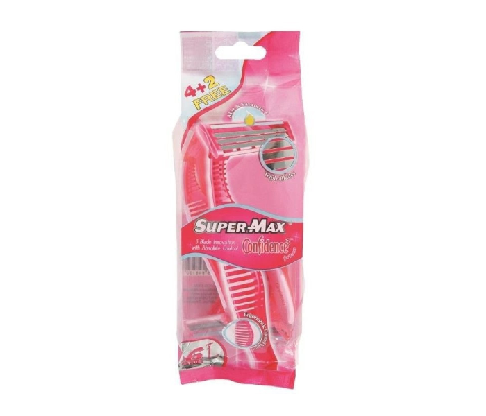 Supermax Pack of 4+2 Three Blade Razor for Women - Zoom Image