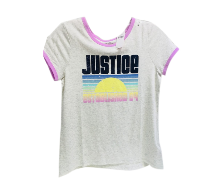 Justice Printed T-Shirt for 11 Year Kids - White - Zoom Image