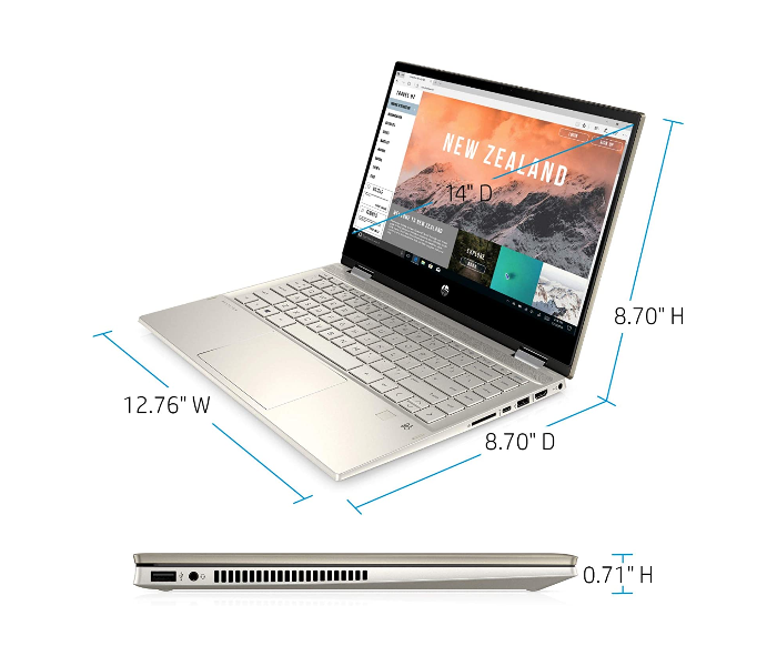 HP Pavilion X360 14 inch Core i5-1035G1 8GB RAM 256GB Windows 10 Convertible Touchscreen Laptop - Luminous Gold - Zoom Image 6