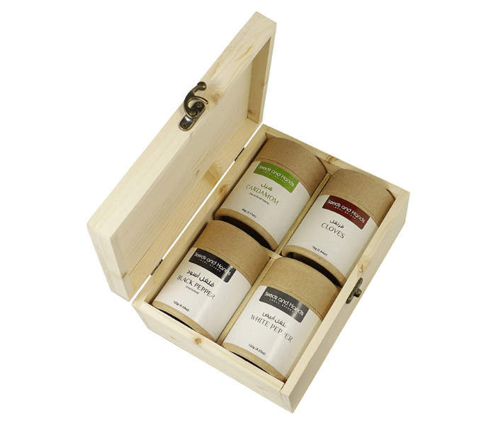 Seeds and Hands 90g Cardamom 75g Cloves 120g Black Pepper 120g White Pepper Whole Spices Gift Box - Zoom Image