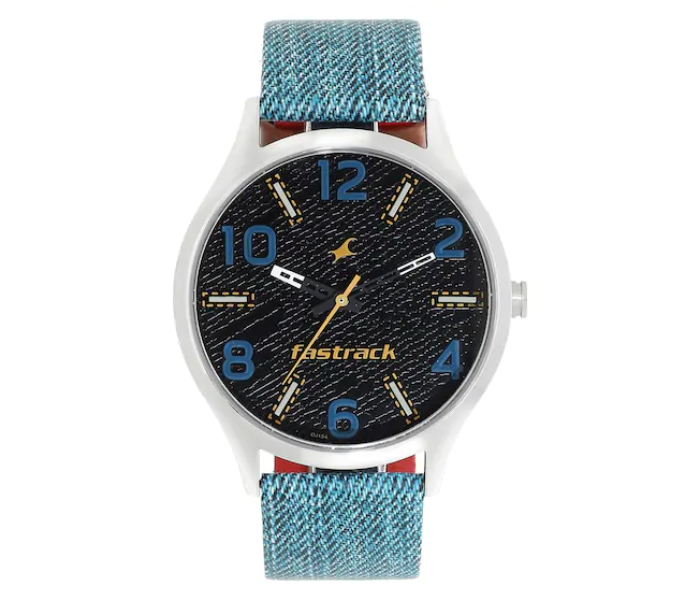 Fastrack 3184SL02 Black Dial Blue Leather Strap Watch - Blue - Zoom Image 1