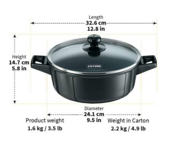 Hawkins Futura Q38 3 Litre Cook and Serve Bowl With Glass Lid - Black - Zoom Image 2