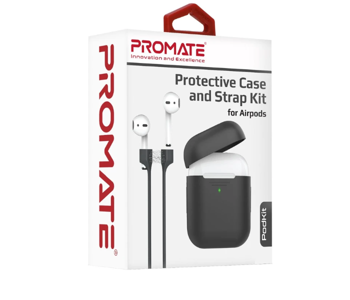 Promate PODKIT Lightweight Protective 2 in 1 Kit with Slim Case for Airpods - Black - Zoom Image 5