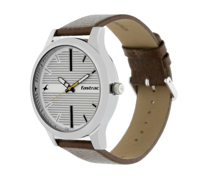 Fastrack NL38051SL01 Fundamentals White Dial Leather Strap Watch for Men- Brown - Zoom Image 2