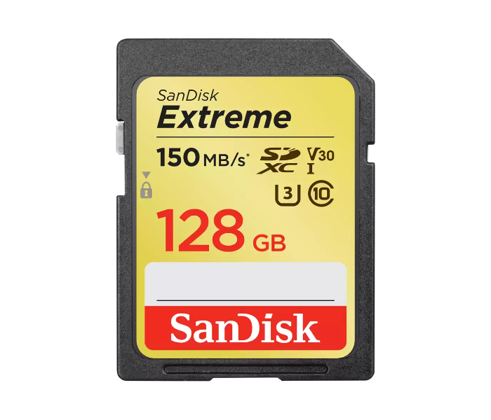 SanDisk Extreme 128GB SDXC V30 UHS-I U3 Memory Card - Black - Zoom Image