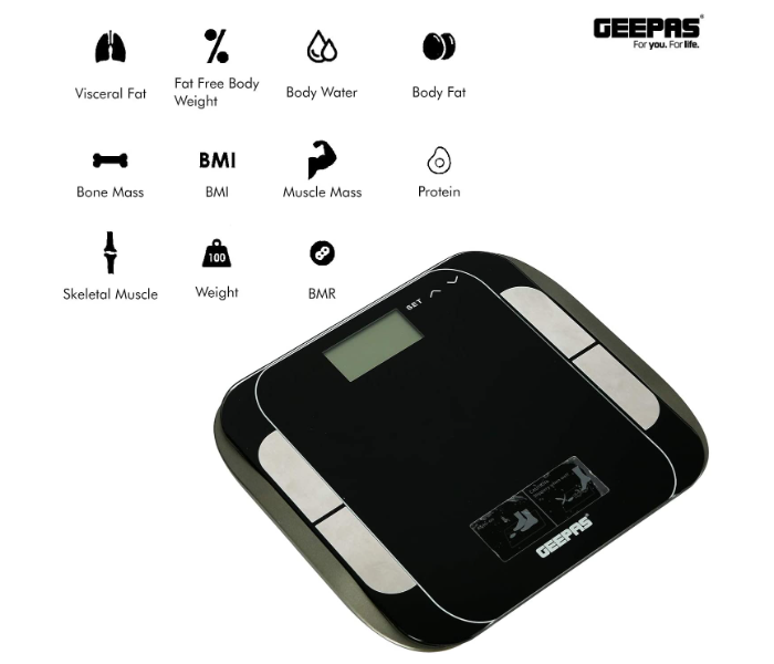 Geepas GBS46506UK Digit Body Fat Scale - Black - Zoom Image 5