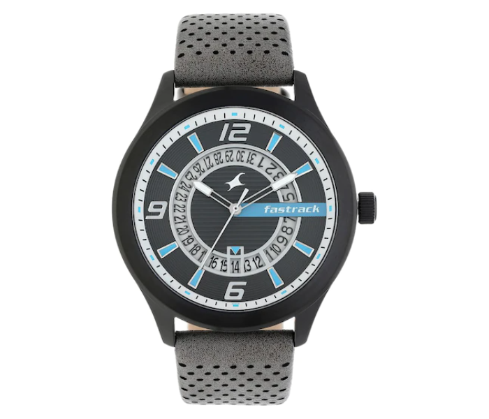 Fastrack 38050NL01 Loopholes Black Dial Leather Strap Watch - Grey - Zoom Image 1