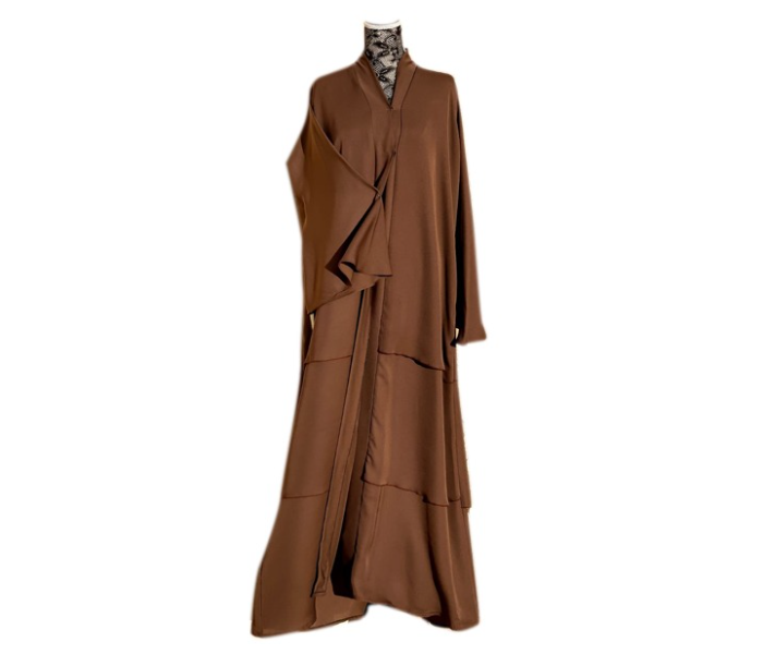 Casting Pearls 1004 Free Size Layerd Abaya - Brown - Zoom Image