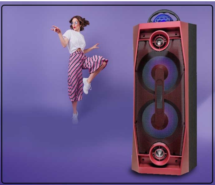 Retro Portable Bluetooh Speaker With Magic Lamp - Red - Zoom Image