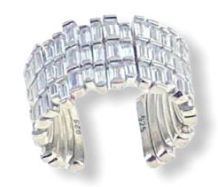 Aden Lily WR-04 Adjustable Baguette Sterling Ring - Silver  - Zoom Image 1