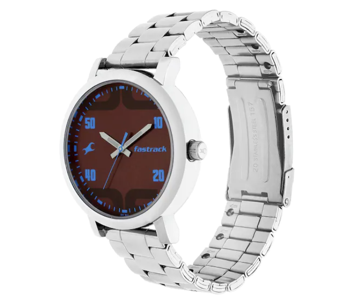 Fastrack 38052SM05 Bold Brown Dial Silver Stainless Steel Strap Watch for Men - Silver - Zoom Image 2