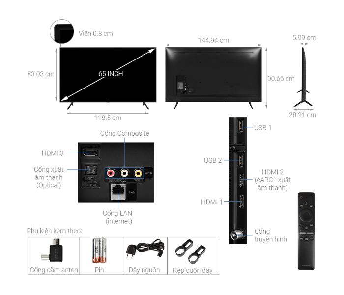 Samsung UA65TU8100 4K 65inch Smart TV - Black - Zoom Image 3