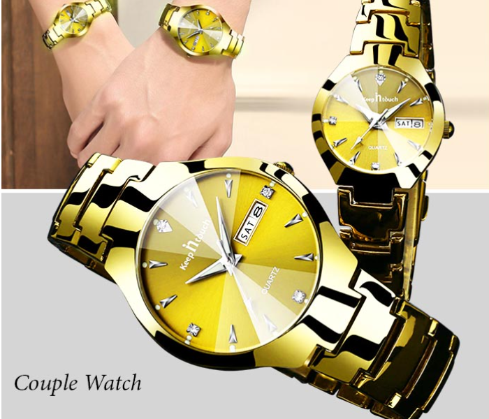 Casual Glaze Couple Watch - Gold - Zoom Image