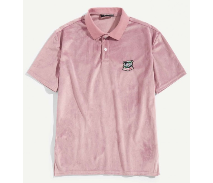 VW Trendz tee181005723 Men Button Front Collar Neck Medium Tee - Pink - Zoom Image