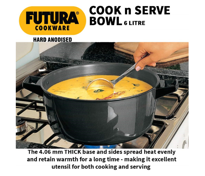 Hawkins Futura HW8001600 6 Litre Hard Anodised Cook n Serve Bowl - Black - Zoom Image 4