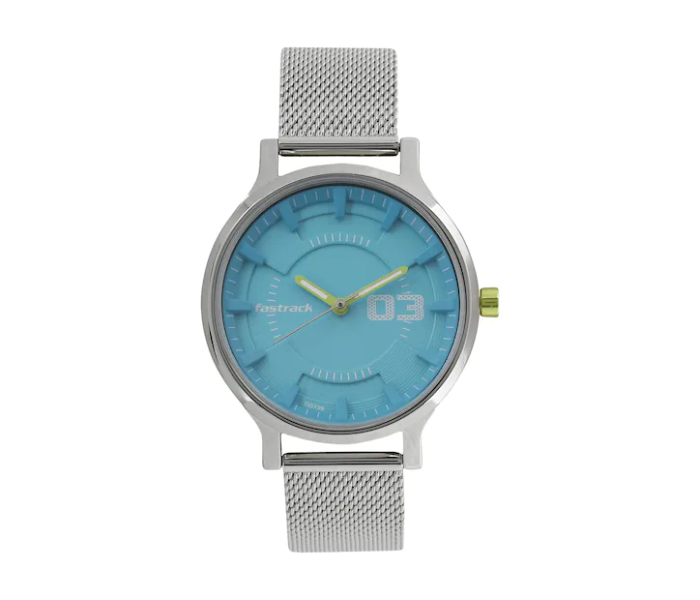 Fastrack NL6166SM01 Loopholes Blue Dial Stainless Steel Strap Watch For Women - Silver - Zoom Image 1