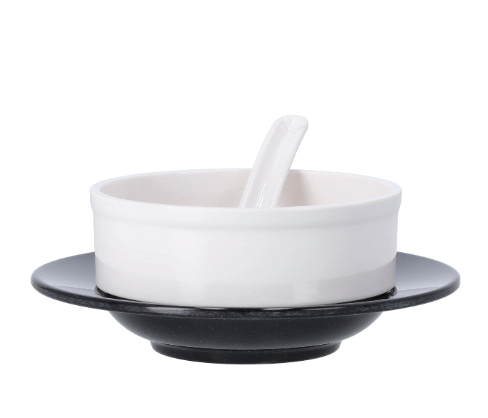 Royalford RF10061 12 Pieces Melamine Ware Soup Bowl Set - Black and White - Zoom Image 3