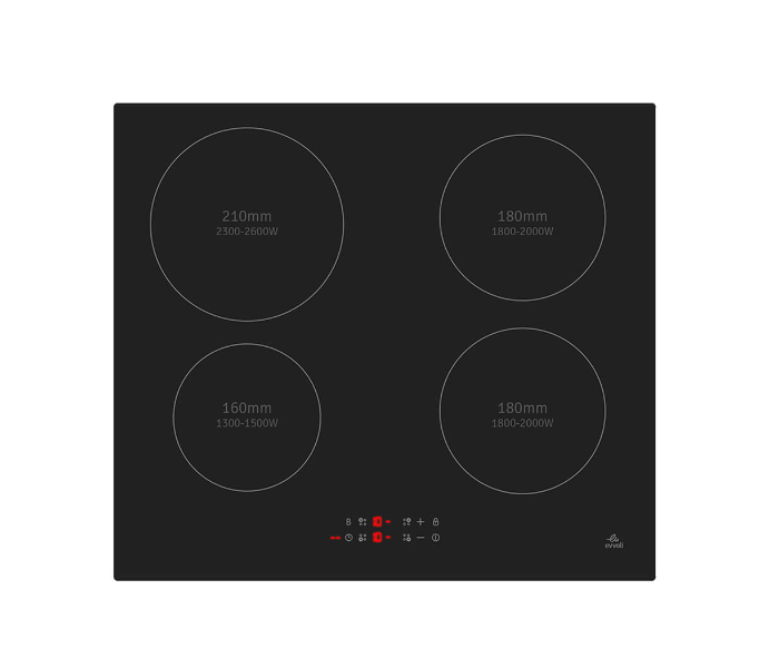 Evvoli EVKA-IH604B Buil-In Induction Cookop - Black - Zoom Image